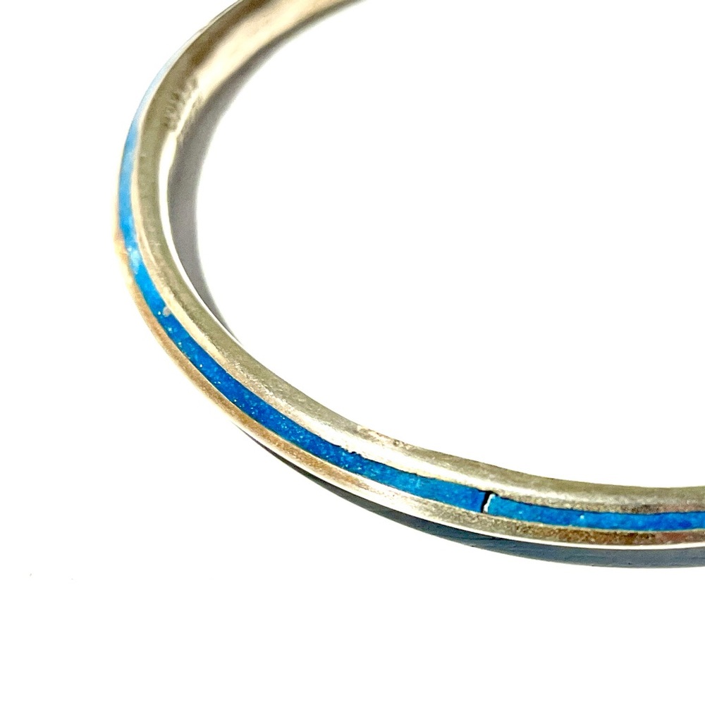 Vintage Alpaca Mexico Silver and Turquoise Inlayed Bangle